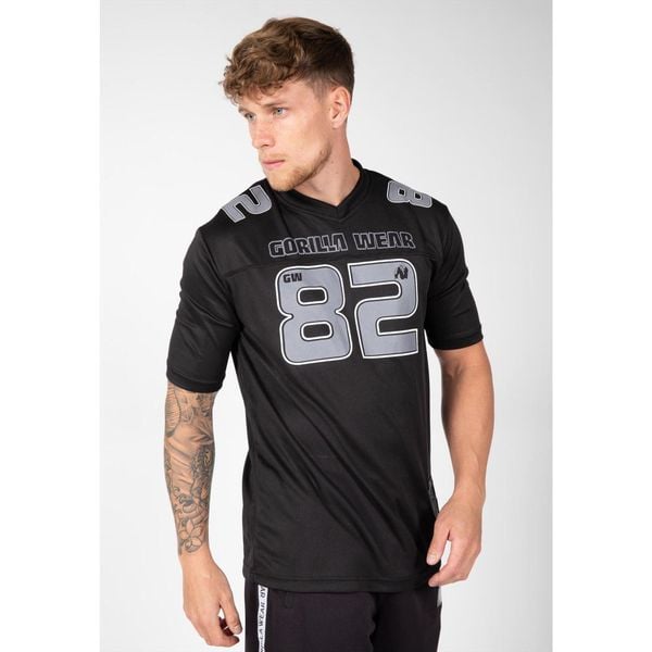 Koszulka fitness męska Gorilla Wear Fresno T-shirt. Czarne koszulki sportowe męskie GORILLA WEAR, m, bez wzorów, bez ramiączek, na fitness i siłownię. Za 200.50 zł.