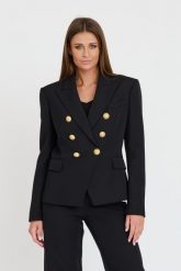 BALMAIN Czarna marynarka 6 Btn Gdp Jacket. Czarne marynarki i żakiety damskie Balmain, bez wzorów, bez kołnierzyka, bez ramiączek. W wyprzedaży za 5,199.99 zł.