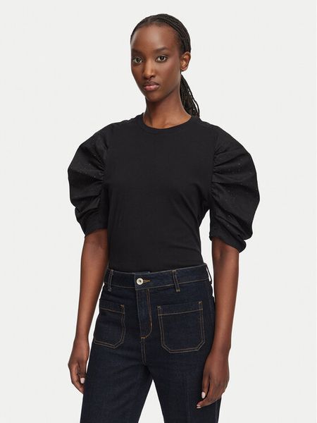 Liu Jo Bluzka WF6131 JS904 Czarny Regular Fit. Czarne bluzki damskie Liu Jo, xs, bez wzorów, z bawełny, bez kołnierzyka, bez ramiączek. Za 429.99 zł.