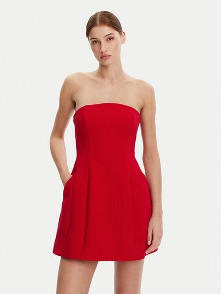 Bardot Sukienka koktajlowa 59333DB2 Czerwony Regular Fit. Czerwone sukienki damskie Bardot, bez wzorów, z syntetyku, wizytowe, bez kołnierzyka, bez ramiączek. Za 289.99 zł.