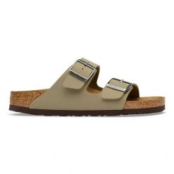 BIRKENSTOCK Arizona BF Faded Khaki/Dark Brown OS Klapki damskie. Zielone klapki damskie Birkenstock, na lato, bez wzorów, z jeansu, klasyczne, bez obcasa, bez zapięcia. Za 329.99 zł.