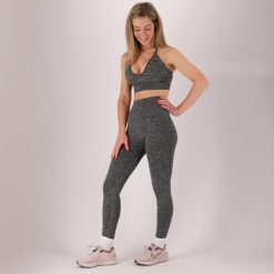Damski zestaw sportowy - Legginsy/stanik - Antracyt. Brązowe legginsy damskie Xtreme, l, bez wzorów, z dresówki. Za 207.04 zł.