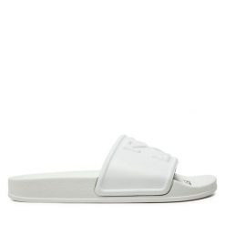 Klapki Off-White. Białe klapki damskie OFF-WHITE, bez wzorów, bez obcasa, bez zapięcia. Za 659.99 zł.