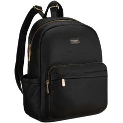 Czarny plecak damski duży mieści A4 zamykany na suwak miejski do pracy na uczelnię skóra ekologiczna Peterson PTN MBP-11-F19. Czarne plecaki damskie Peterson, bez wzorów, ze skóry ekologicznej, biznesowe. Za 89.99 zł.