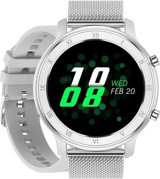 Smartwatch Pacific 17-1 Srebrny (PACIFIC 17 SIATKA SREBRNA / BIAŁY). Białe zegarki smartwatch Pacific, bez wzorów. Za 370.99 zł.
