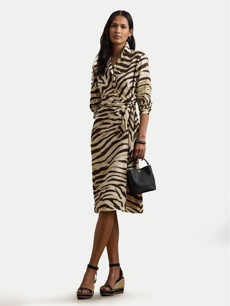 LAUREN RALPH LAUREN Sukienka koszulowa 200970833001 Beżowy Regular Fit. Brązowe sukienki damskie Lauren Ralph Lauren, bez wzorów, z syntetyku, bez kołnierzyka, bez ramiączek, koszulowe. Za 809.99 zł.