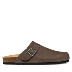 Klapki Geox. Brązowe klapki męskie Geox, bez wzorów, bez zapięcia. Za 309.99 zł.