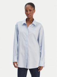 Guess Koszula W6RH57 WAF10 Błękitny Oversize. Niebieskie koszule damskie Guess, xl, z aplikacjami, z bawełny, bez kołnierzyka, bez ramiączek. Za 399.99 zł.