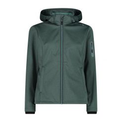 Damska kurtka turystyczna z kapturem CMP. Zielone kurtki sportowe damskie CMP, s, bez wzorów, bez ramiączek, z kapturem, trekkingowe. Za 382.50 zł.