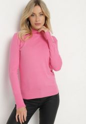 Różowy Sweter Półgolf Ozdobiony Guzikami przy Rękawach Delianor. Czerwone swetry nierozpinane damskie Born2be, na jesień, m, bez wzorów, z jeansu, biznesowe, bez kołnierzyka, bez ramiączek. Za 64.99 zł.
