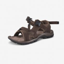 Sandały turystyczne męskie Quechua NH500. Brązowe buty zimowe męskie QUECHUA, na lato, bez wzorów, bez obcasa, bez zapięcia. Za 179.99 zł.
