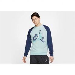 Bluza sportowa męska Nike Air Jordan Jumpman Classics. Niebieskie bluzy sportowe męskie Nike, m, bez wzorów, bez kaptura. Za 387.00 zł.