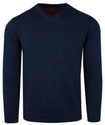 Męski Sweter z Dekoltem w Serek (V-Neck) - Alties - Granatowy. Niebieskie swetry męskie Alties, l, bez wzorów, z bawełny, casualowe, bez kołnierzyka, bez ramiączek. Za 159.00 zł.