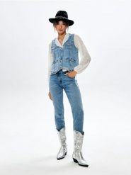 Jeansy straight high waist - niebieski. Niebieskie jeansy damskie Sinsay, bez wzorów, z bawełny, z podwyższonym stanem. Za 79.99 zł.