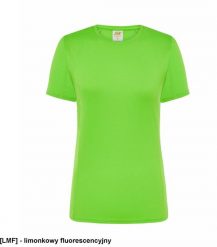 JHK Damski sportowy - dopasowany do sylwetki, dekoracyjne przeszycia przd, tył, rękawy, 100% poliester, 130g, limonkowy fluorescencyjny S. Koszulki sportowe damskie JHK, s, bez wzorów, z poliesteru, bez ramiączek. Za 12.42 zł.