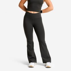 Legginsy sportowe damskie Domyos flare. Szare legginsy damskie DOMYOS, l, bez wzorów, z lycry, z podwyższonym stanem, długie, na fitness i siłownię. Za 129.99 zł.