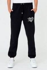 JUICY COUTURE Czarne spodnie Heart Diamante. Czarne spodnie dresowe damskie Juicy Couture, z aplikacjami, z bawełny, eleganckie. W wyprzedaży za 329.99 zł.