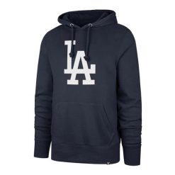 Bluza z kapturem Los Angeles Dodgers MLB. Niebieskie bluzy damskie 47 Brand, l, bez wzorów, z materiału, eleganckie, bez ramiączek, z kapturem. Za 372.50 zł.