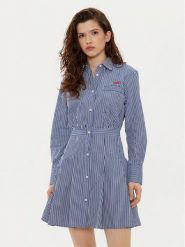 Tommy Jeans Sukienka koszulowa DW0DW20470 Granatowy Regular Fit. Niebieskie sukienki damskie Tommy Jeans, s, bez wzorów, z bawełny, bez kołnierzyka, bez ramiączek, koszulowe. Za 289.99 zł.