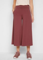 Wygodne spodnie culotte z szeroką nogawką. Fioletowe spodnie sportowe damskie bonprix, bez wzorów, klasyczne, na fitness i siłownię. Za 94.99 zł.