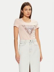Guess T-Shirt W5RI22 J1314 Écru Regular Fit. T-shirty damskie Guess, s, z aplikacjami, z bawełny, bez kołnierzyka, bez ramiączek. Za 129.99 zł.
