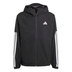 Kurtka dresowa z kapturem climaproof adidas Essentials 3-Stripes. Czarne kurtki męskie Adidas, xl, bez wzorów, z dresówki, z kapturem. Za 485.50 zł.