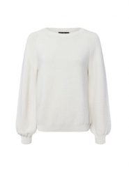 Monari Sweter z dzianiny Kobiety Bawełna biały, 42. Białe swetry nierozpinane damskie Monari, bez wzorów, z bawełny, eleganckie, bez kołnierzyka, bez ramiączek. Za 279.95 zł.
