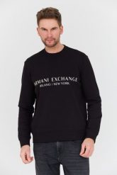 ARMANI EXCHANGE Czarna bluza. Czarne bluzy męskie Armani Exchange, l, bez wzorów, bez ramiączek, bez kaptura. W wyprzedaży za 439.99 zł.