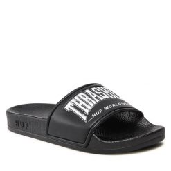 Klapki HUF. Czarne klapki damskie HUF, bez wzorów, bez obcasa, bez zapięcia. Za 249.99 zł.