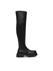 DeeZee Kozaki 13226-7 Czarny. Czarne kozaki damskie DeeZee, bez wzorów, z materiału, bez obcasa, na płaskiej podeszwie, bez zapięcia. Za 259.99 zł.