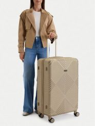 Nine West Walizka duża CEO-NW-L-002-09 GOLD Złoty. Żółte walizki damskie Nine West, bez wzorów, z tworzywa sztucznego, duże. Za 399.99 zł.