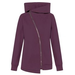 Bluza Deha Bluza Biker Z Bawełny Ekologicznej Damskie. Fioletowe bluzy damskie Deha, l, bez wzorów, z bawełny, bez ramiączek, z kapturem. Za 620.99 zł.
