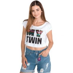 TWINSET Koszulka Biały. Białe bluzki damskie Twinset, xs, z aplikacjami, z bawełny, bez kołnierzyka, bez ramiączek. Za 381.95 zł.