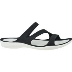Klapki damskie Crocs Swiftwater Sandal W. Czarne klapki damskie Crocs, bez wzorów, z materiału, bez obcasa, bez zapięcia. Za 196.00 zł.