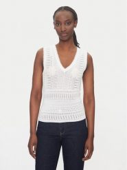 Morgan Top 242-MUSHU Biały Slim Fit. Białe topy damskie Morgan, xs, bez wzorów, z syntetyku, bez kołnierzyka, bez ramiączek. Za 129.99 zł.