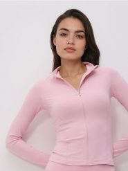 Bluza z suwakiem - pastelowy róż. Czerwone bluzy damskie Reserved, l, bez wzorów, z dzianiny, bez ramiączek, bez kaptura. Za 99.99 zł.
