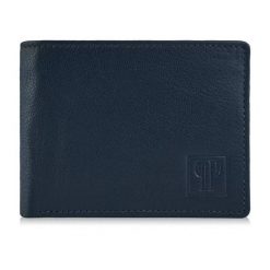 Portfel skórzany PAOLO PERUZZI T-67-DB granatowy. Niebieskie portfele męskie Paolo Peruzzi, bez wzorów, z materiału. Za 59.99 zł.