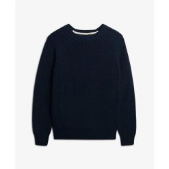 Sweter żeński w prążki Superdry. Niebieskie swetry nierozpinane damskie Superdry, na zimę, bez wzorów, z dzianiny, bez kołnierzyka, bez ramiączek. Za 284.00 zł.