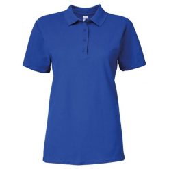 Dwukolorowa Koszulka Polo Z Krótkim Rękawem Softstyle Damska Z Krótkim Rękawem. Niebieskie koszulki sportowe damskie GILDAN, xl, bez wzorów, bez ramiączek. Za 50.99 zł.