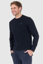 AERONAUTICA MILITARE Granatowa bluza męska. Niebieskie bluzy męskie Aeronautica Militare, l, bez wzorów, bez ramiączek, bez kaptura. W wyprzedaży za 389.99 zł.