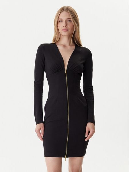 Just Cavalli Sukienka dzianinowa 79PAO937 J0092 Czarny Slim Fit. Czarne sukienki damskie Just Cavalli, bez wzorów, z dzianiny, bez kołnierzyka, bez ramiączek. Za 949.99 zł.