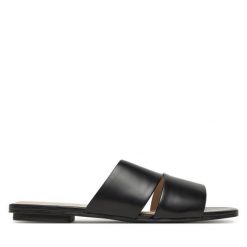 Klapki Calvin Klein. Czarne klapki damskie Calvin Klein, bez wzorów, bez obcasa, bez zapięcia. Za 259.99 zł.