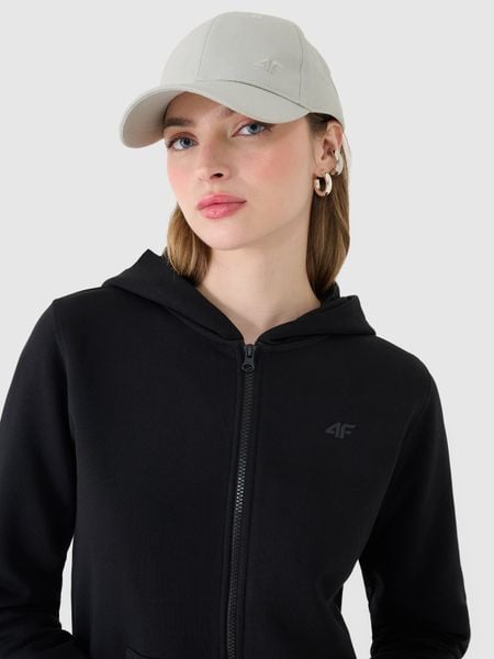 4F Bluza dresowa rozpinana z kapturem damska - czarna S. Czarne bluzy damskie 4F, s, bez wzorów, z bawełny, sportowe, bez ramiączek, z kapturem. Za 149.99 zł.