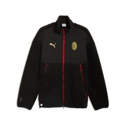 Kurtka prezentacyjna AC Milan Tech 2025/26. Czarne kurtki sportowe męskie Puma, bez wzorów, bez kaptura, do piłki nożnej. Za 322.00 zł.