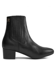 Tommy Hilfiger Botki Essential Leather Boot FW0FW07759 Czarny. Czarne botki damskie Tommy Hilfiger, bez wzorów, ze skóry, bez obcasa, na słupku, bez zapięcia. Za 829.99 zł.