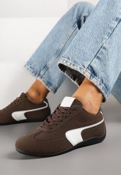 Brązowe Sneakersy Typu Klasyczne Tenisówki Zelritia. Brązowe trampki i tenisówki damskie Renee, z aplikacjami, z jeansu, bez zapięcia. Za 74.99 zł.
