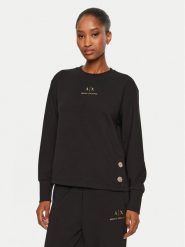 Armani Exchange Bluza 6DYM50 YJEGZ 1200 Czarny Regular Fit. Czarne bluzy damskie Armani Exchange, s, bez wzorów, z syntetyku, bez ramiączek, bez kaptura. Za 319.99 zł.
