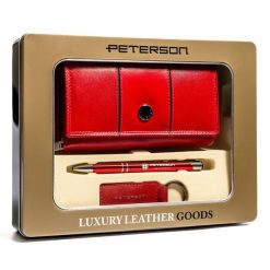 Zestaw prezentowy Peterson PTN ZD35 czerwony. Czerwone portfele damskie Peterson, ze skóry. Za 169.99 zł.