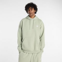 Bluza męska New Balance MT41511GAS – zielona. Zielone bluzy męskie New Balance, m, z aplikacjami, z bawełny, z kapturem. Za 299.99 zł.