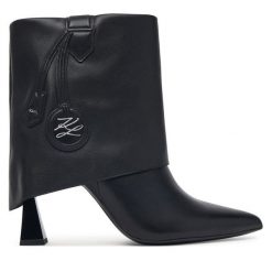 Botki KARL LAGERFELD. Czarne botki damskie KARL LAGERFELD, bez wzorów, bez obcasa, na słupku, bez zapięcia. Za 1,189.00 zł.
